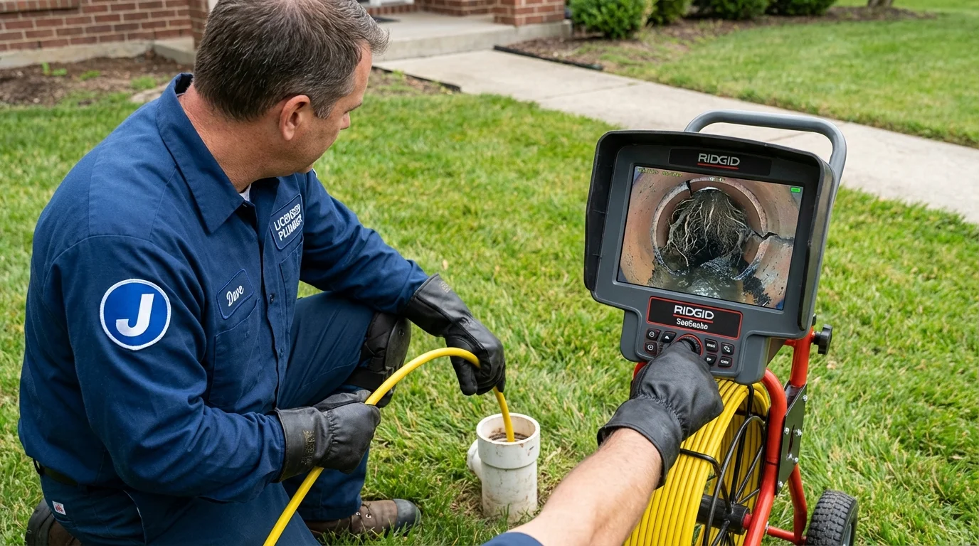 Sewer camera inspection being performed by Johns Plumbing LLC in Bradford